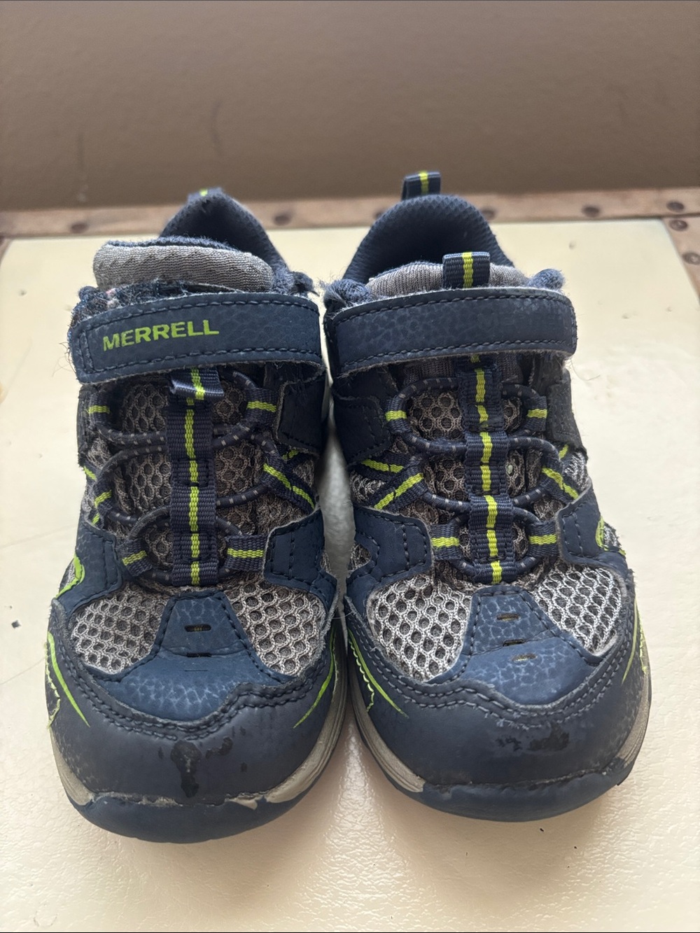 Merrell Kids Navy, Gray and Lime Athletic Sneakers